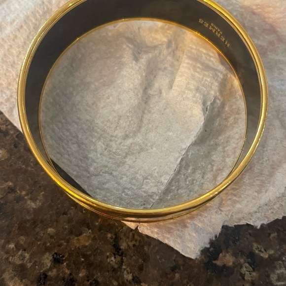 Hermes authentic Cloisonne Perfume Bottle Pattern Bangle Bracelet with Box red - Picture 12 of 13